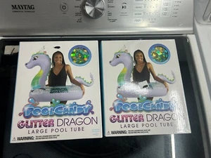 New 2-pack lot Pool Candy Glitter Dragon Large Pool Float Tube 40" - Picture 1 of 6