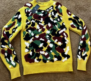 DIOR X Peter Doig Cashmere Yellow Multicolor Mens Crewneck Sweater NWT Size M - Picture 1 of 8