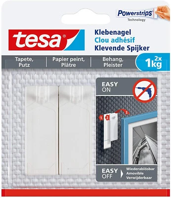 Tesa Powerstrips Klebenagel Tapeten Putz Deko Bilder 1kg Halteleistung 2er Pack