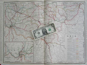 1896 SOUTHERN OHIO Cram RAILROAD Map 19th Century S OH RAILWAY 1800s HAMILTON CO - Picture 1 of 12