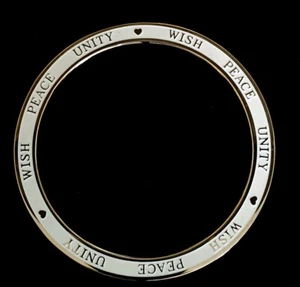 Flat Bangle Bracelet WISH PEACE UNITY White Enamel Silvertone - Picture 1 of 1