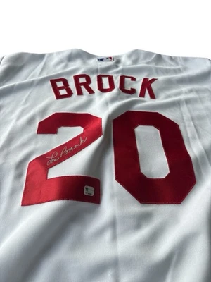 Original Auto Lou Brock St. Louis White Baseball Jersey COA Global GP88065 - Image 1 of 4