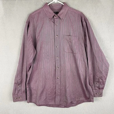 Jos A Bank Travelers Dress Shirt Mens L Purple Herringbone Button Up Long Sleeve - Image 1 of 4