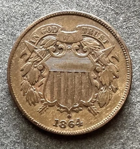 Muy bonita pieza de dos centavos 1864 LM. Envío gratuito a Estados Unidos - Imagen 1 de 2