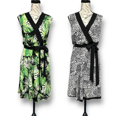 Vestido midi envolvente reversible White House Black Market 10 palmeras esmeralda verde Foto 1 de 4