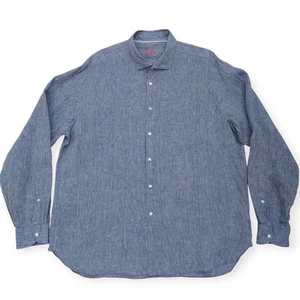 Camicissima 100% Leinen Langarm Hemd Herren 46 US XXL Blau Handarbeit Italy - Bild 1 von 12