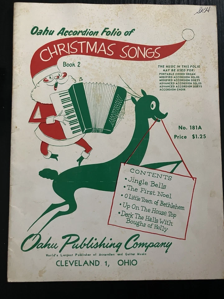 Libro 2 No. Acordeón Oahu Vintage Años 50 Folio de Canciones de Navidad 181A Foto 1 de 1
