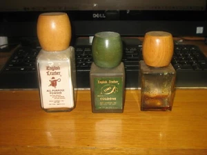 Vintage/Antique English Leather Lot Powder, Cologne Open Bottles - Picture 1 of 8