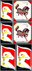 6x CANADA 2002 YEAR OF HORSE 2003 YEAR OF RAM FV FACE $2.88 RARE MNH STAMP LOT - Picture 1 of 5