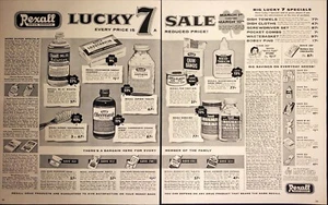 1956 Rexall Drug Store Lucky 7 Shamrock Sale Paper Vintage 2 Page Print Ad - Picture 1 of 8