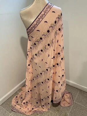 "Tela de gasa de lentejuelas bordadas doradas púrpura melocotón de 5 yardas de ancho 40""" Foto 1 de 4