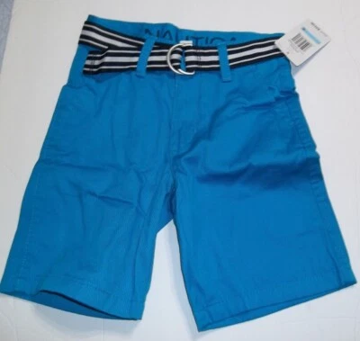 NUEVO Pantalón Corto Largo Chino Nautica Niños Talla 5 Azul Turquesa Con Cinturón Azul Marino Foto 1 de 2