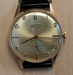 DOGMA Prima  23 j. Swiss 1945's cal. EFE 290  Man's Wrist Watch Gold Plated RARE - Picture 1 of 10