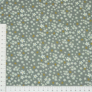 Blümchen auf Jadegrün Serie Herbstgarten 100 % BW Organic Qualität (1299) - Bild 1 von 2