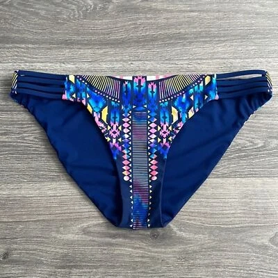 RED CARTER Dream Catcher Reversible Bikini Bottom Medium Strappy Blue Swimwear - Image 1 of 4