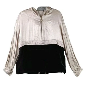 Zara Hoodie Womens Half Zip Boxy Oversized Colorblock Top Shirt Y2K Size L/XL - Picture 1 of 9