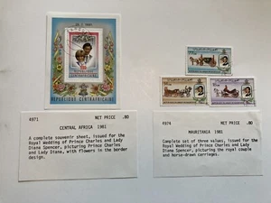 Menge 2 Sets 1981 Prinzessin Diana/Prinz Charles Briefmarken/Zentralafrika, MAURANI - Bild 1 von 3