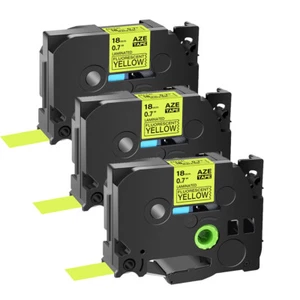 Cinta de etiquetas amarilla fluorescente 3PK compatible con Brother PTouch Tze Tz C41 18 mm - Imagen 1 de 11