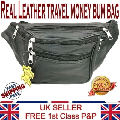 LTG PRO Leder Bum Bag schwarz Gürteltasche 4 Taschen Hüfttaille Taschen Sport Urlaub Reisen
