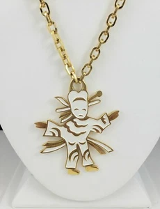Vintage TRIFARI Ming Collection White Enamel Asian Figural Pendant Necklace - Picture 1 of 10