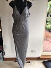Maxim Designer Vintage Grey Asymmetrical Ruched Singlet Split Party Dress Medium
