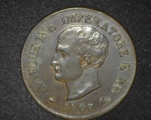 ITALY KINGDOM OF NAPOLEON 1807-M SOLDO C3.2 ABOUT UNCIRCULATED ~J15 - Picture 1 of 2