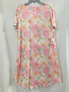 Flora Nikrooz Women's Nightgown Sleep Dress Pink Floral Print Ribbed SZ S, M New - Picture 1 of 5