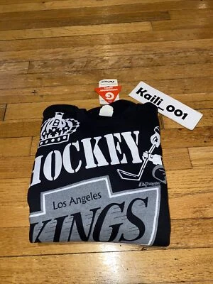 VTG Majestic LA Kings Crewneck Sweater Black Los Angeles Starter NHL NWT B - Image 1 of 4