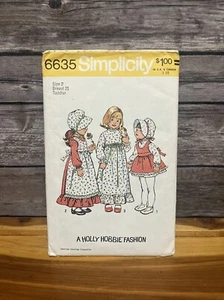 Simplicity 6635 size 2 A Holly Hobbie Fashion Dress Apron and Bonnet Cut - Picture 1 of 4