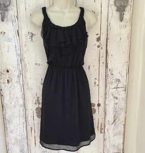 Mossimo Size Small Woman's Black Sleeveless Braided Ruffle Trim Cocktail Dress - Picture 1 of 9