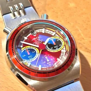 Orologio Uomo SEIKO ALBA V657-6060 Bullhead Quadrante Rosso Quarzo Cronografo Giappone - Foto 1 di 6