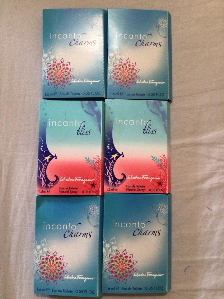 Lote de (4) muestras de frascos de dijes de incanto y (2) Incanto Bliss de Ferragamo Foto 1 de 1