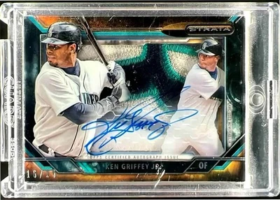 2015 Topps Strata Ken Griffey Jr Acetate Logo Patch Auto /25 Seattle Mariners - Image 1 of 2