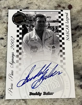 2002 Press Pass Signings Buddy Baker Autograph NASCAR HOF  - Image 1 of 2