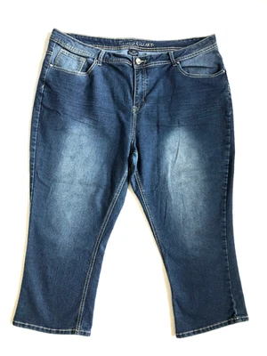 Faded Glory Size 24W (44x23.5) Stretch Cropped Embellished Jeans Women's - Image 1 of 4