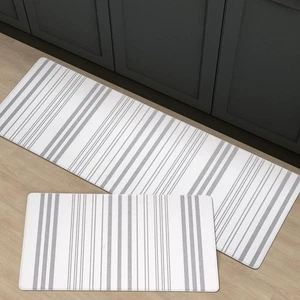 Farmhouse Stripe Anti-Fatigue Kitchen Mat Set of 2, Cushioned Foam Kitchen Ma... - Picture 1 of 7