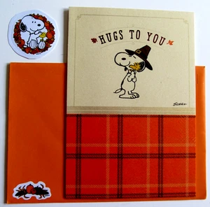 NOS Hallmark Snoopy THANKSGIVING Greeting Card, Env. & Seal - Hugs to YOU - Picture 1 of 8
