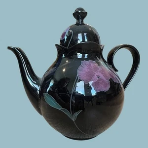 Mikasa Rondo Tango Black Floral 5 Cup Coffee Pot / Teapot EXCELLENT - Picture 1 of 8