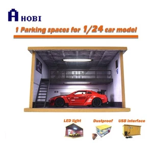 Double-Deck Garage With LED Light For 1:24/1:32 Car Model Parking Lot Scene - Picture 1 of 3