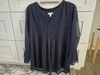 Blusa Top Charter Club Mujer Talla XXL Plisada Mangas con Volantes Fluido Cachemira Foto 1 de 2