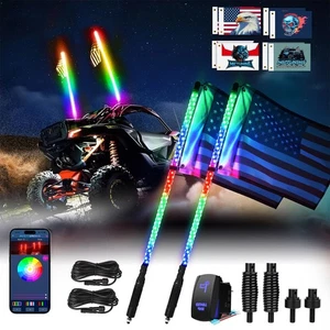 2pcs 3FT LED Whip Lights, RGB Chasing Spiral Antenna for Polaris Can-Am UTV ATV - Bild 1 von 24