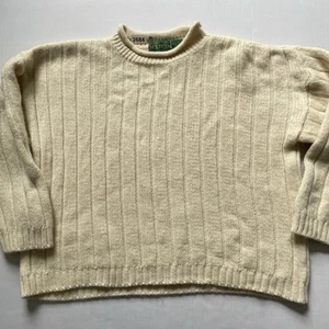 Vintage McKennas Pullover Herren XL creme Wolle dick gerippt Handstrick England Rollkragen - Bild 1 von 9