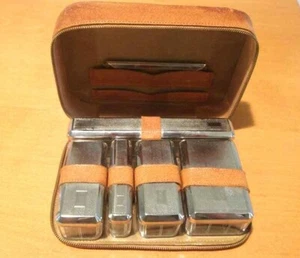 Juego de tocador de viaje de cuero de cerdo vintage raro ROSENFELD para hombre  - Imagen 1 de 7