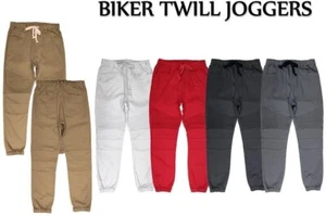 Victorious Mens Twill Biker Jogger Pants JG871 Black Red White Charcoal Khaki - Picture 1 of 1