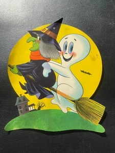 Vintage Dennison Halloween Hexe und Geist Stanze/Pappausschnitt Dekoration - Bild 1 von 6