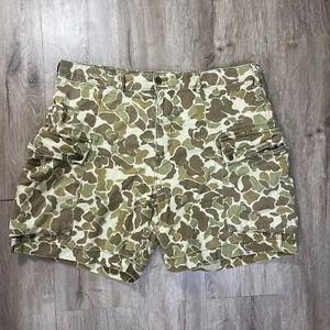 GAP pantaloncino cargo uomo 36 anatra mimetico 7" cuciture interne 100% cotone marrone verde cachi - Foto 1 di 8