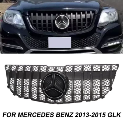 Black Bumper Grille Grill w/LED Emblem For Mercedes X204 GLK250 GLK350 2013-2015 Foto 1 de 4