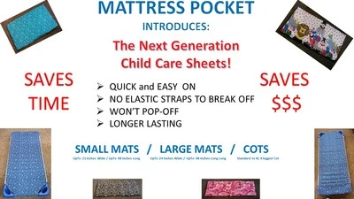Won't Pop Off New Style DayCare Sheets for Large Mats 1, 10, 20, 30, 40, 50 - Image 1 of 4