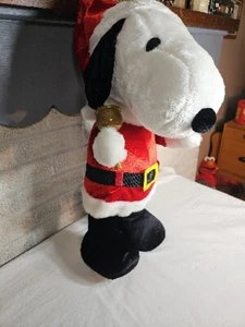 Snoopy Christmas Santa Claus Bell Large Plush Greeter Gemmy - Picture 1 of 6