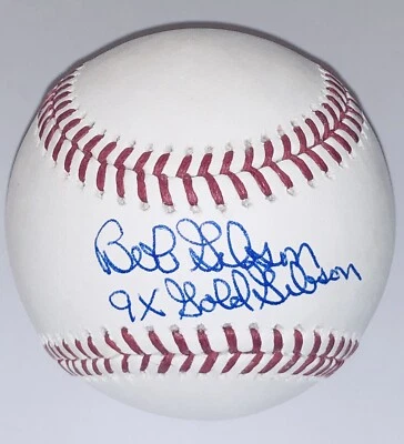 Bob Gibson signed “9x Gold Gibson” HOF Autographed OMLB auto baseball JSA COA - Image 1 of 3